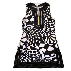 White House Black Market Small Tunic Mini Dress Sleeveless Geometric